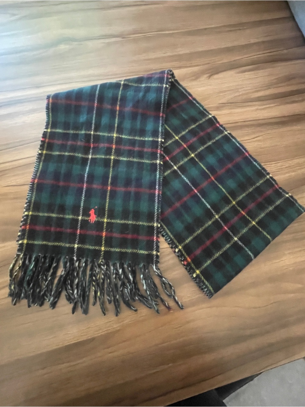 Polo Ralph Lauren Wool Frindge Scarf Reversible O/S
